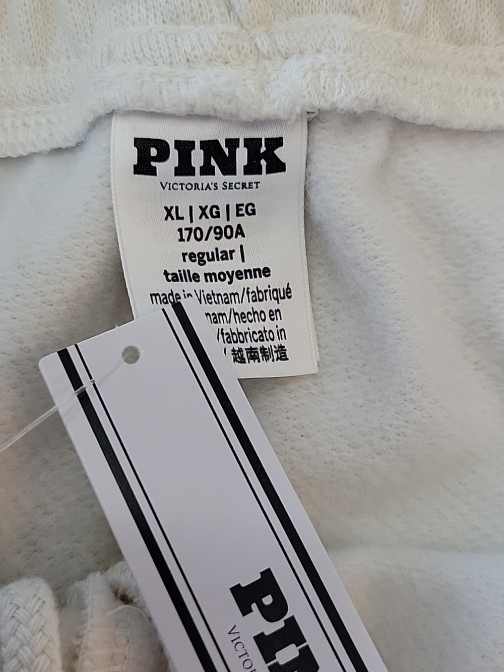 RARE PINK Victoria's Secret Beige Jogger Sweatpants Gold Sparkle Logo XL NWT - Picture 6 of 11